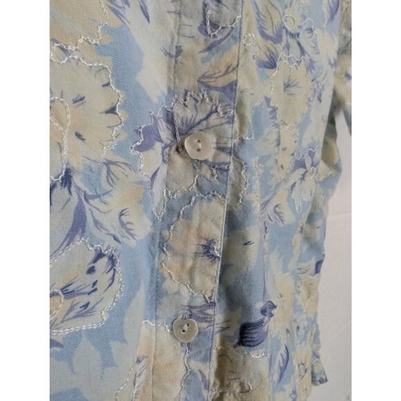 Passports Vintage Floral Hawaiian Floral Print Vacation Short Sleeve Button Up L - Picture 8 of 8